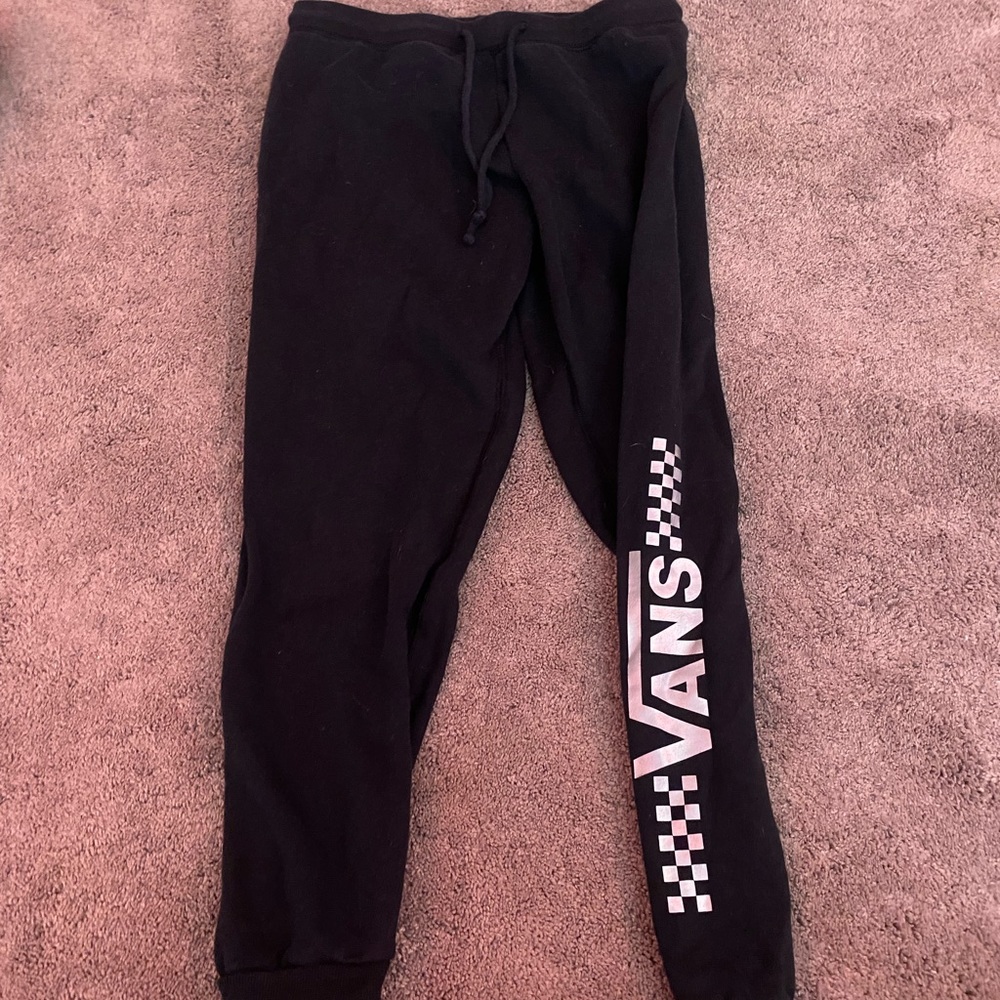 Vans Black Sweatpants Holographic Wording. Womens XS